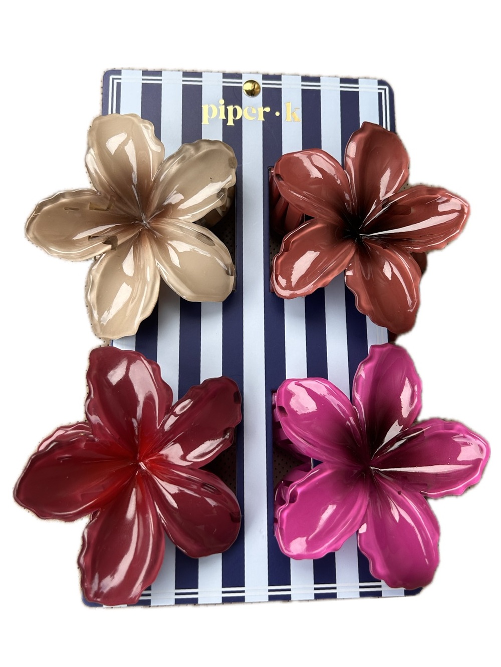 NWT Piper K Floral Hair Claw Clips Set of 4